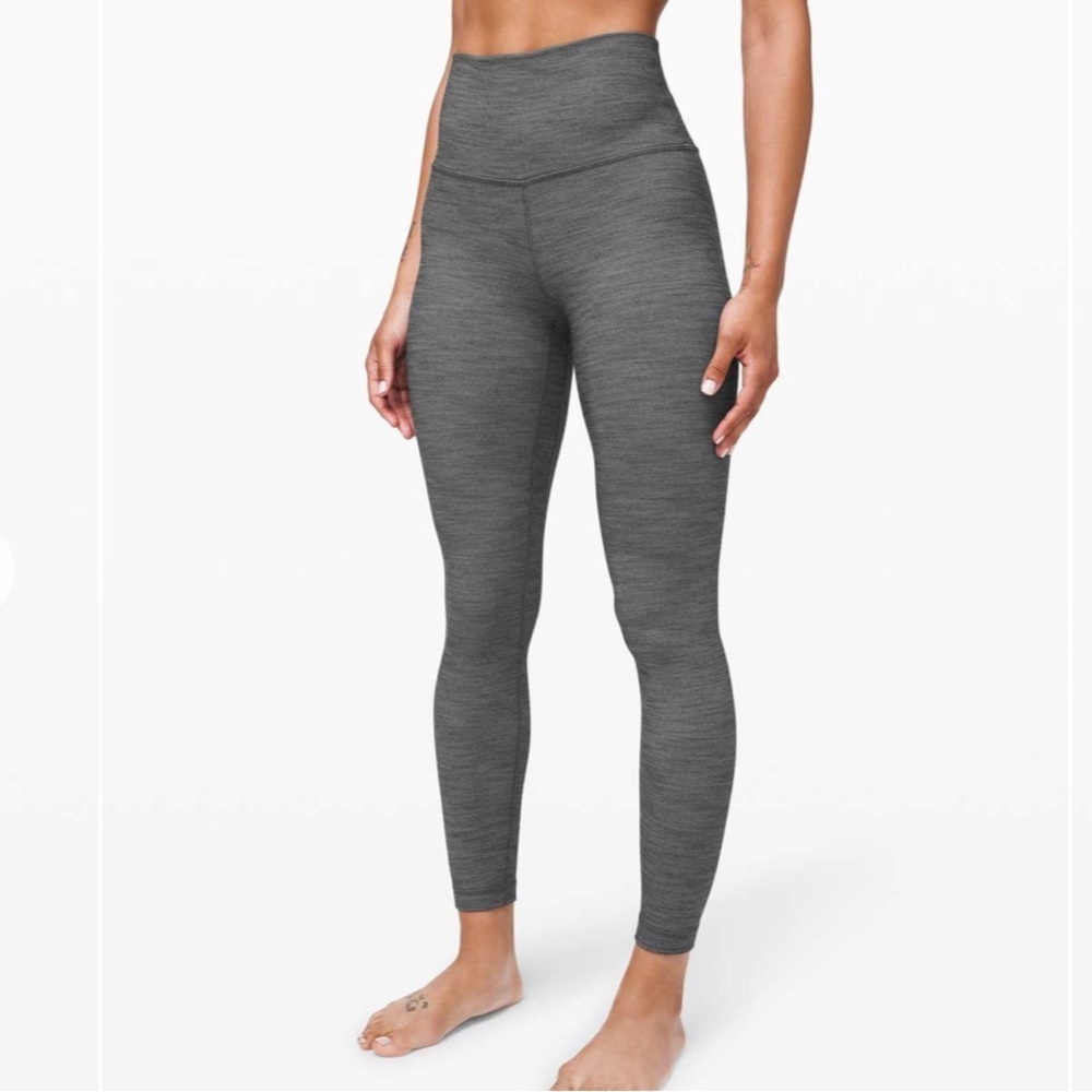 Lululemon 8 Align Pant II 25" in Mini Heathered Grey Herringbone
